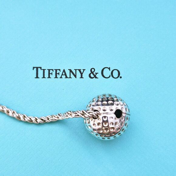 EXTREMELY RARE Vintage 1980s Tiffany & Co. Golf Ball and Tee Silver Key Ring - Picture 5 of 7